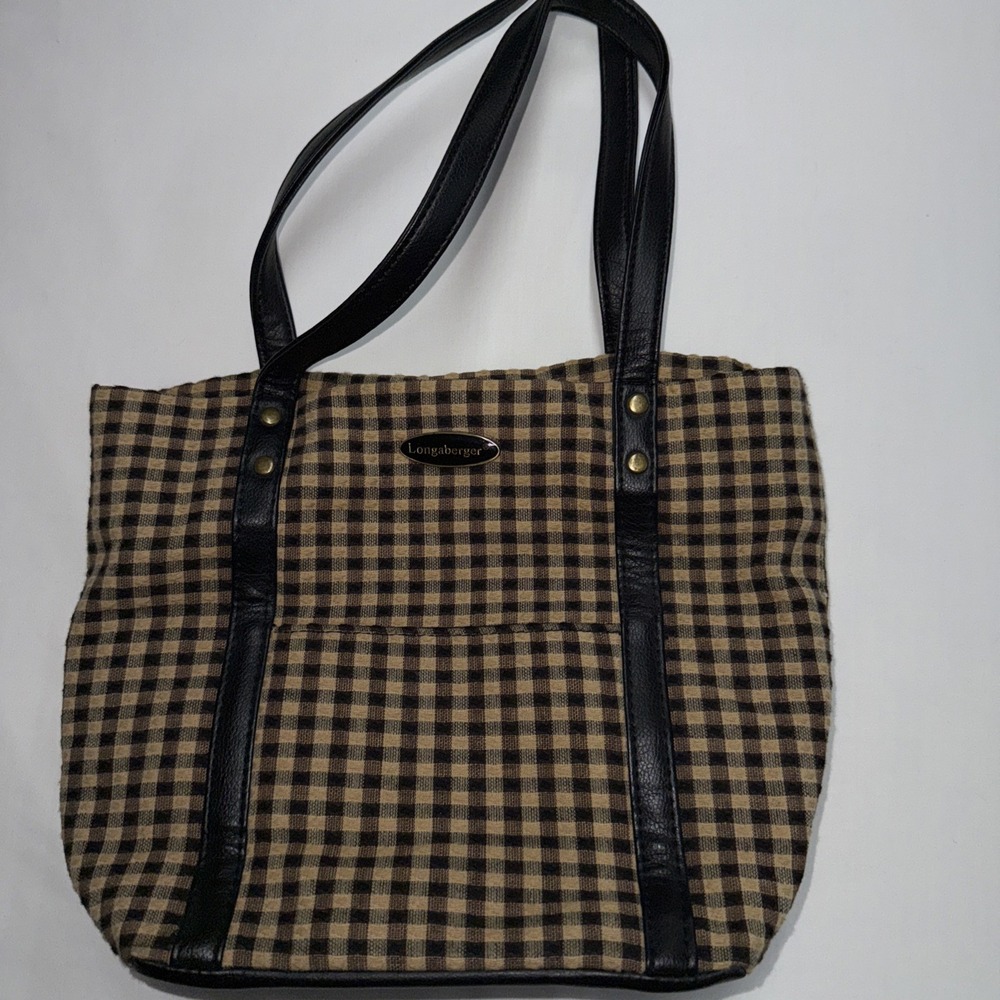 LONGABERGER HOMESTEAD COLLECTION Purse Handbag Tote Bag purse Black Tan
